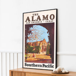 Poster Vintage Rétro The Alamo San Antonio Texas