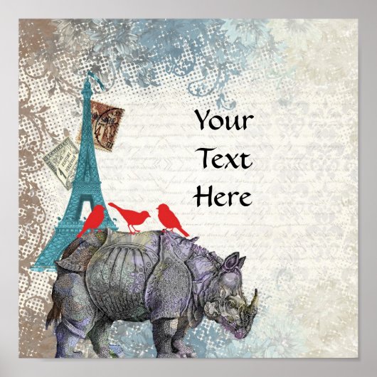 Poster Vintage rhino (Devant)