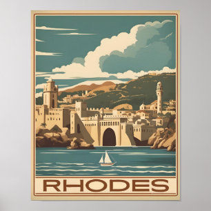 Poster Vintage Rhodes Grèce - Rhodes Island Greece trip