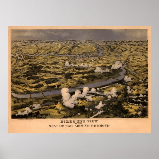 Poster Vintage Richmond VA Civil War Battlefields Map (Devant)