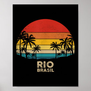 Poster Vintage Rio De Janeiro - Brésil Beach Souvenir
