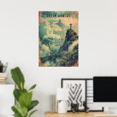 Poster Vintage Rio de Janeiro Voyage Jésus Statue (Bureau à domicile)
