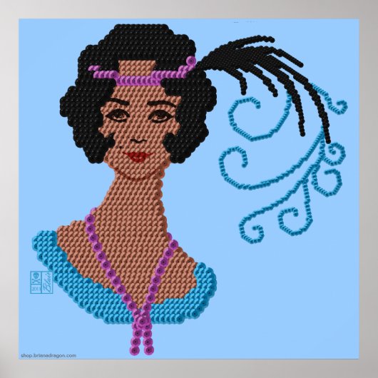 Poster Vintage Roaring 20s Flapper Woman Cameo (Devant)