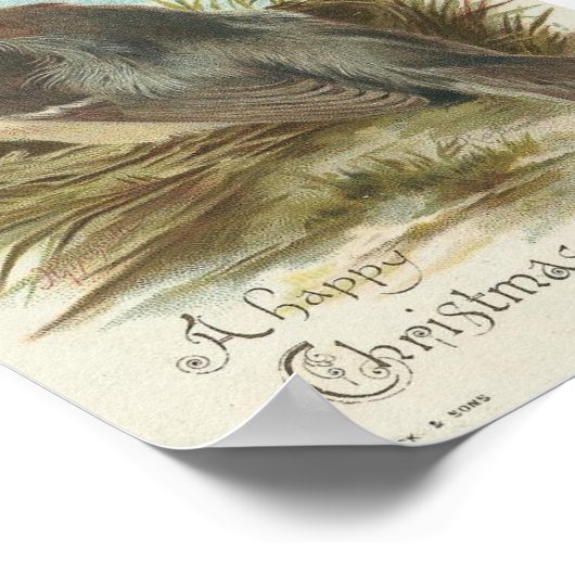 Poster Vintage Robin, Noël (Coin)