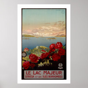 Poster Vintage romantique Lac Majeur Italie Voyage