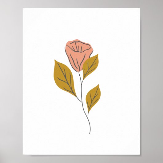 Poster Vintage rose Fleur sauvage Abstrait Floral & feuil (Devant)