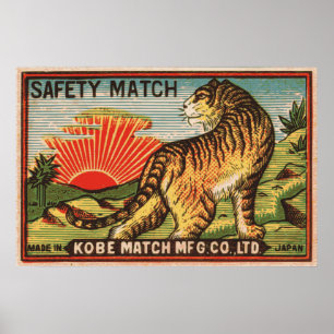 Poster Vintage Safety Match Label - Tiger