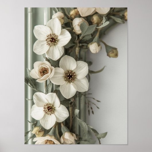 Poster Vintage Sage Floral Frame Art Print (Devant)