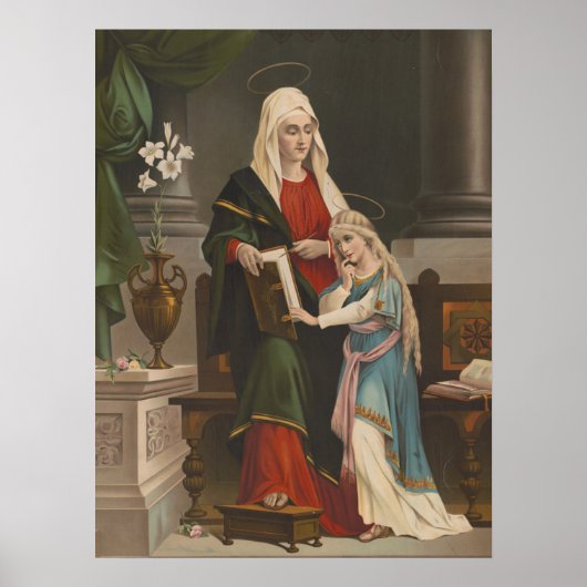 Poster Vintage Sainte-Anne et Vierge Marie Catholique (Devant)