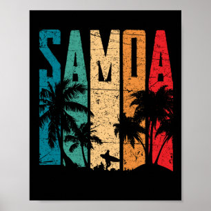 Poster Vintage Samoa Beach Sunset Samoan