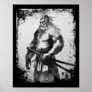Poster Vintage Samurai Bigfoot Art japonais