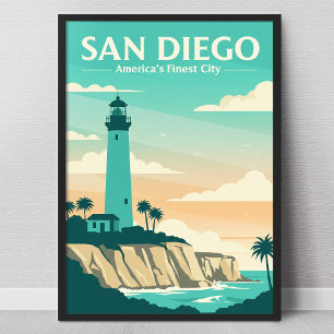 Poster Vintage San Diego La plus belle ville d'Amérique
