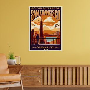 Poster Vintage San Francisco City couple, Californie