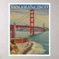 Poster vintage San Francisco Golden Gate Travel