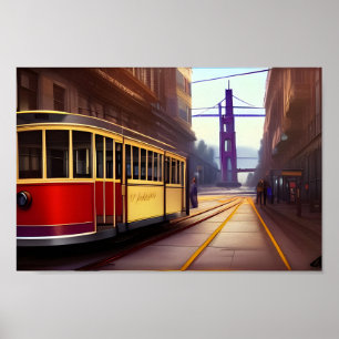 Poster Vintage San Francisco Trolley Art numérique