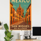Poster Vintage San Miguel de Allende Mexico (Bureau à domicile)