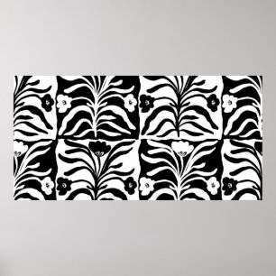 Poster Vintage sans couture dessinée à la main florale un