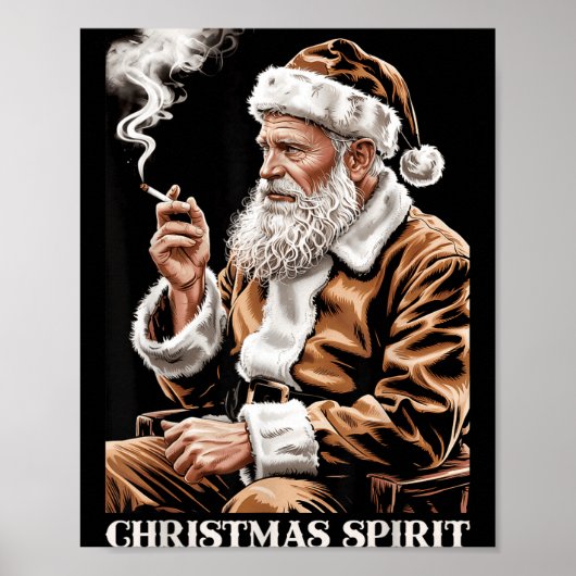 Poster Vintage Santa Claus Smoking Cigarette Funny Christ (Devant)