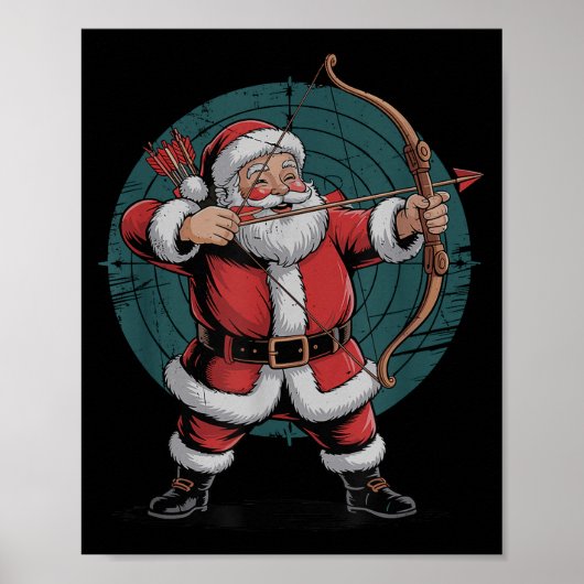 Poster Vintage Santa Playing Archery Retro Christmas Holi (Devant)