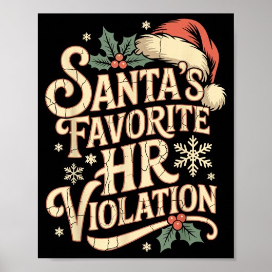 Poster Vintage Sarcastic Retro Hr Violation Christmas Off (Devant)