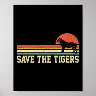 Poster Vintage Sauvez Les Tigres T Chemise Cadeau Tigers