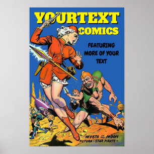 Poster Vintage Sci-Fi Comics Couverture Art Femme Modèle
