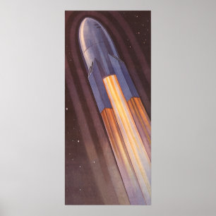 Poster Vintage Science Fiction Space Ship Rockets