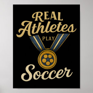 Poster Vintage Script Vrais Athlètes Jouent Au Football M