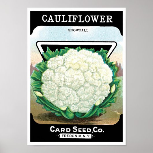Poster Vintage Seed Packet Étiquette Art, Cauliflower Lég (Devant)