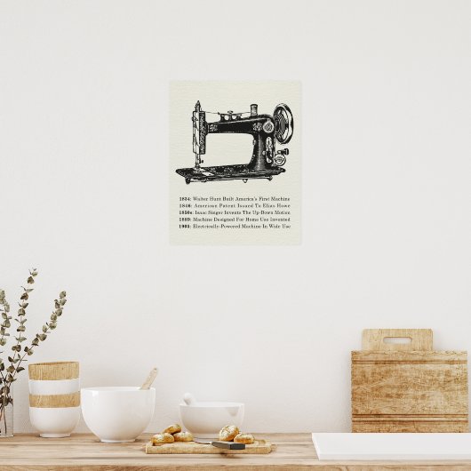 Poster Vintage Sewing Machine (Cuisine)