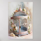 Poster Vintage Shabby Chic Birdcage Art Mur (Devant)