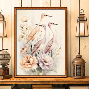 Poster Vintage Shabby Chic Birds dans Bloom Wall Art