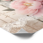Poster Vintage Shabby Chic Decoupage Peonies Mur Art (Coin)
