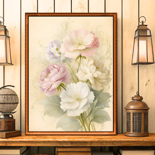 Poster Vintage Shabby Chic Floral Fleur Art Mur