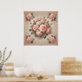 Poster Vintage Shabby Chic Rose Rose Floral (Cuisine)