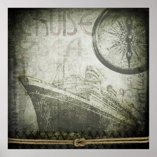 Poster Vintage Ship Wind Rose Art (Devant)