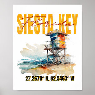 Poster Vintage Siesta Key Florida Beach