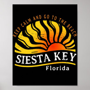 Poster Vintage Siesta Key Florida Beach Vacances Famille