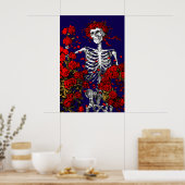 Poster Vintage Skeleton & Roses (Cuisine)