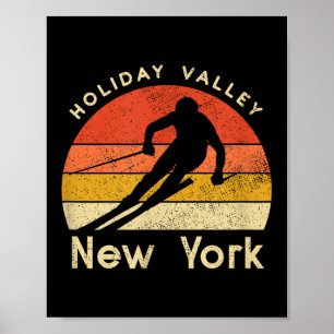 Poster Vintage Ski Holiday Valley New York Mountain
