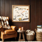 Poster Vintage Skiers Art, Winter Landscape Painting