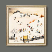 Poster Vintage Skiers Art, Winter Landscape Painting