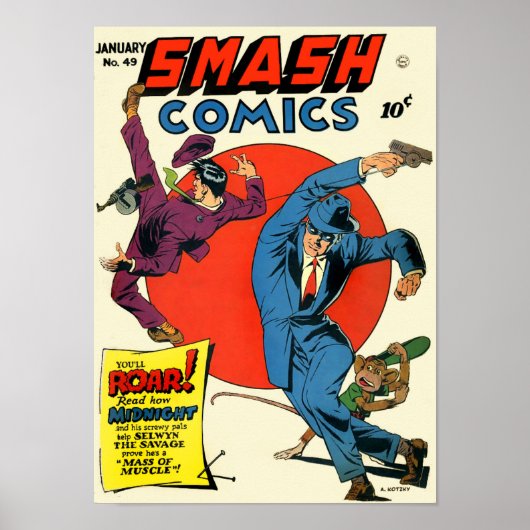 Poster Vintage Smash Comics Superhero Crime Fighter (Devant)
