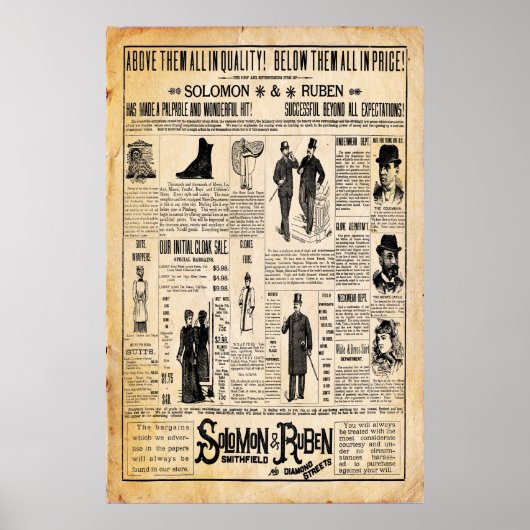 Poster Vintage Solomon & Ruben Store Imprimer (Devant)