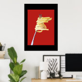 Poster vintage Spaguetti et Fork Red (Bureau à domicile)