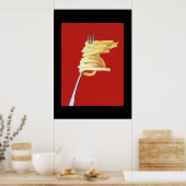 Poster vintage Spaguetti et Fork Red (Cuisine)