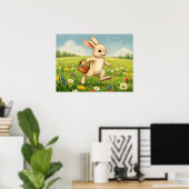 Poster Vintage Spring Meadow Easter Bunny  (Bureau à domicile)