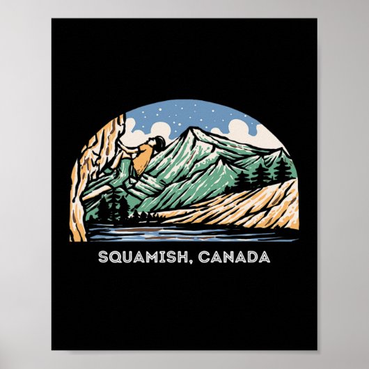 Poster Vintage Squamish, Canada Escalade Bloc de Roche  (Devant)