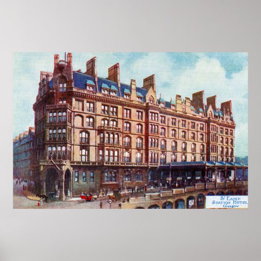 Poster Vintage St Enoch railway station hotel Glasgow (Devant)