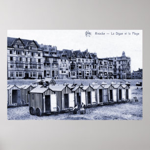 Poster Vintage station balnéaire belle époque et plage